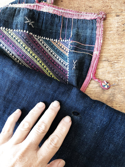 Faded Indigo Embroidered Scarf