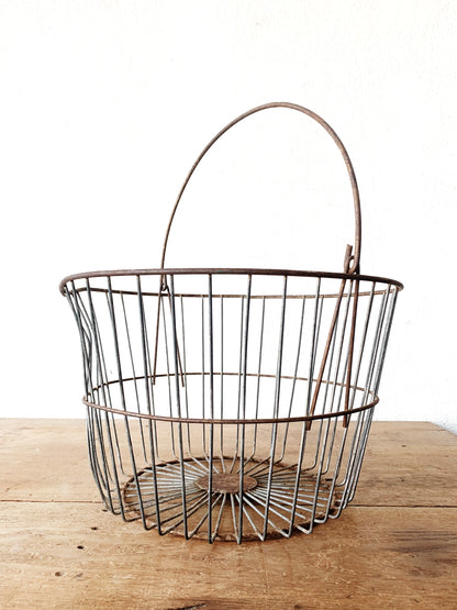 Large Antique Metal Egg Basket