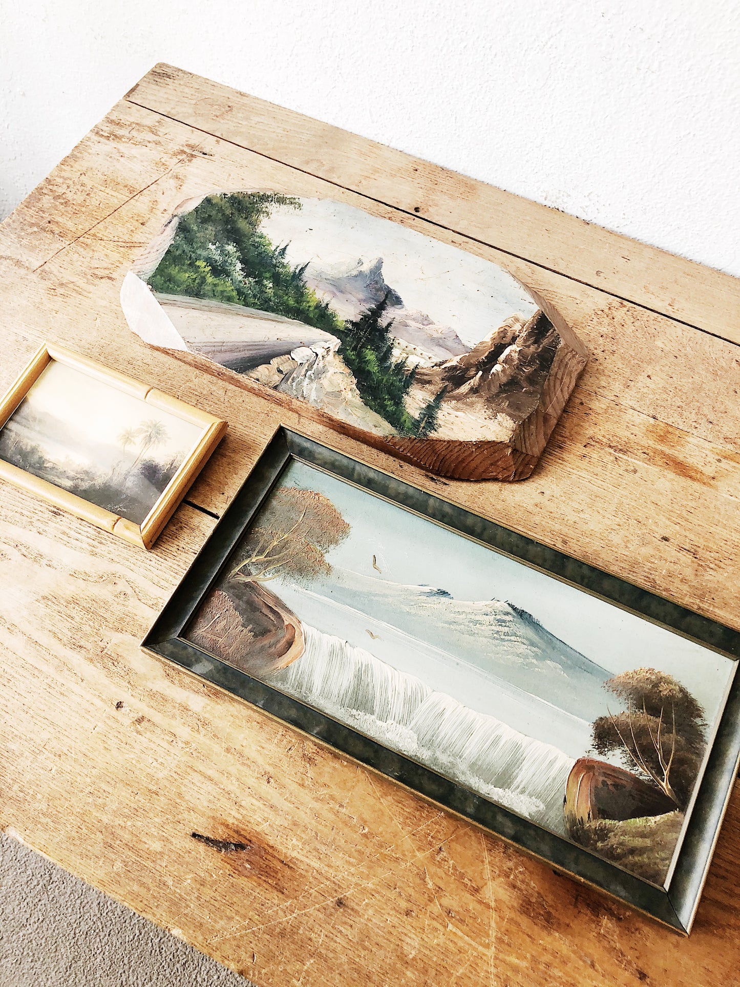 Vintage Oil on Wood Landscape Painting