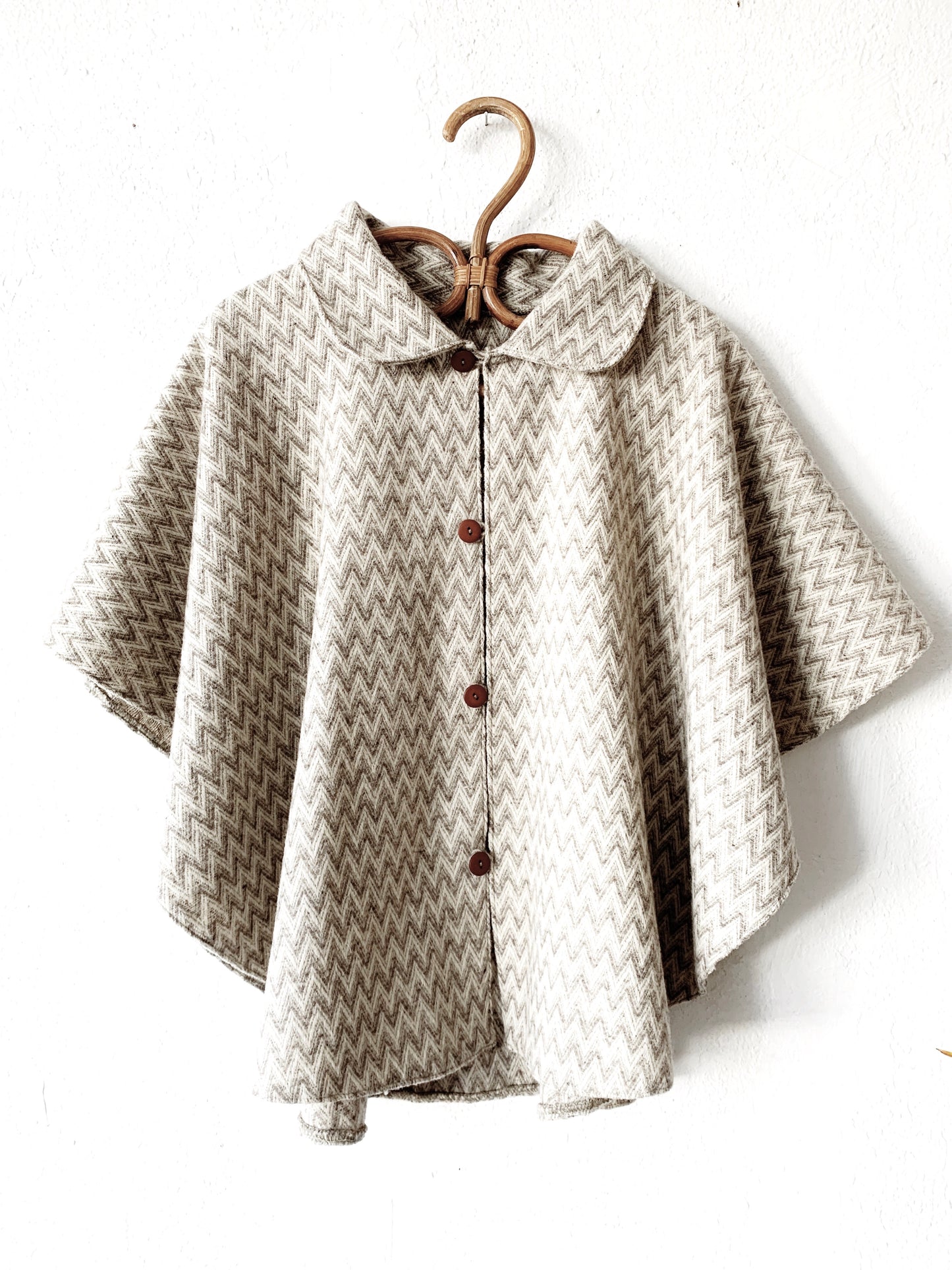 Vintage Chevron Wool Poncho