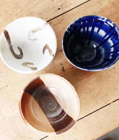 Trio of Heavy Vintage Stoneware Bowls
