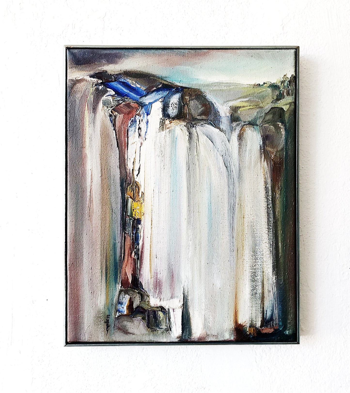 Original Vintage Waterfall Oil Painting