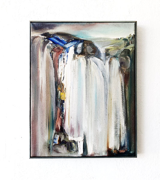 Original Vintage Waterfall Oil Painting