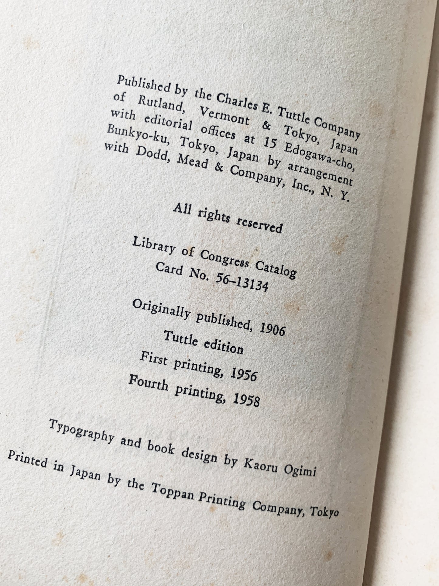 1950’s The Book Of Tea Hardcover Okakura Kakuzo