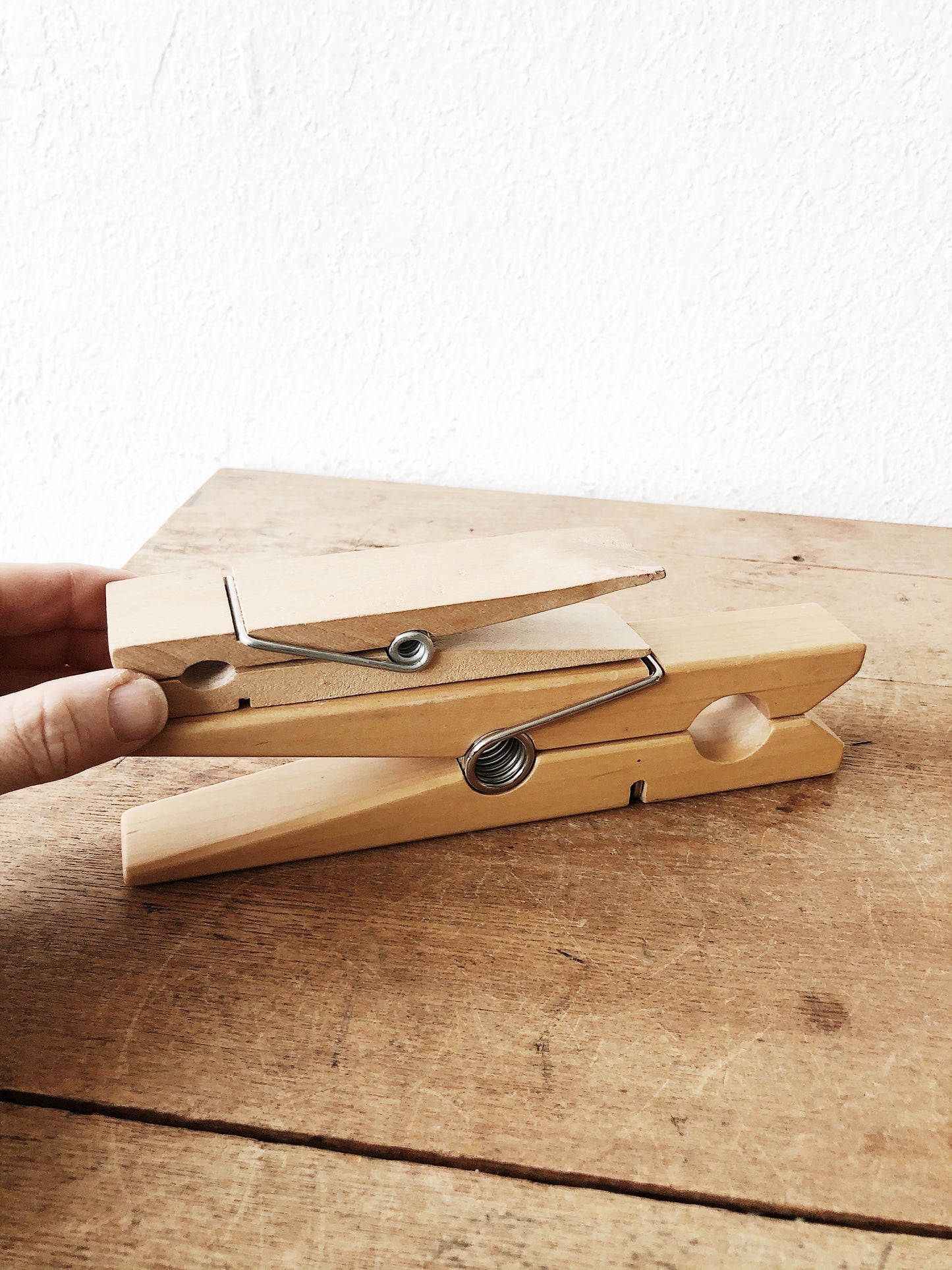 Pair Vintage Oversized Wall Clothespins