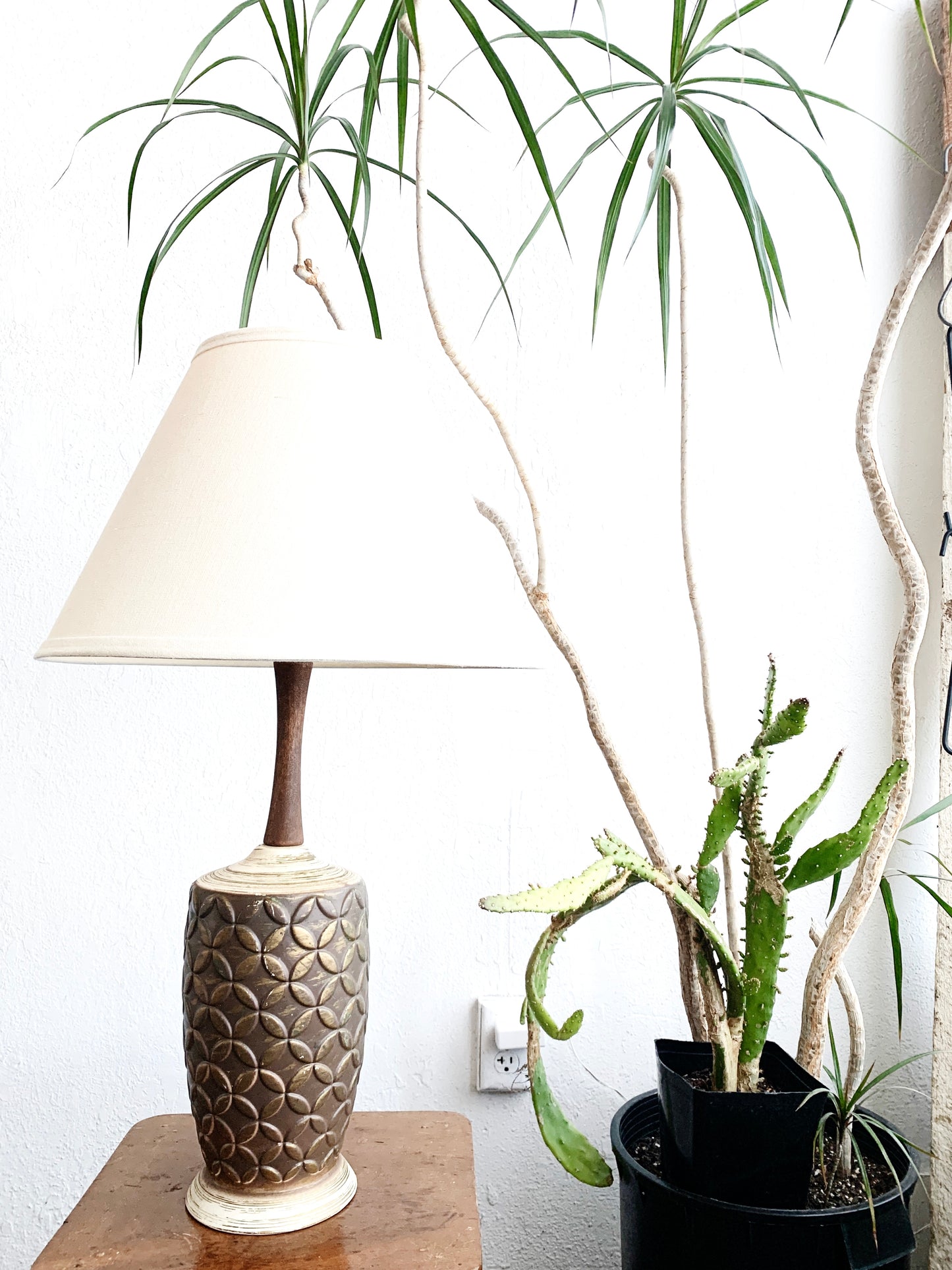 Mid Century Pottery Lamp with Shade