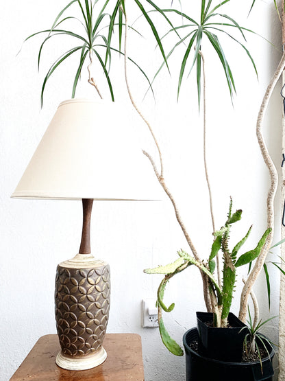 Mid Century Pottery Lamp with Shade