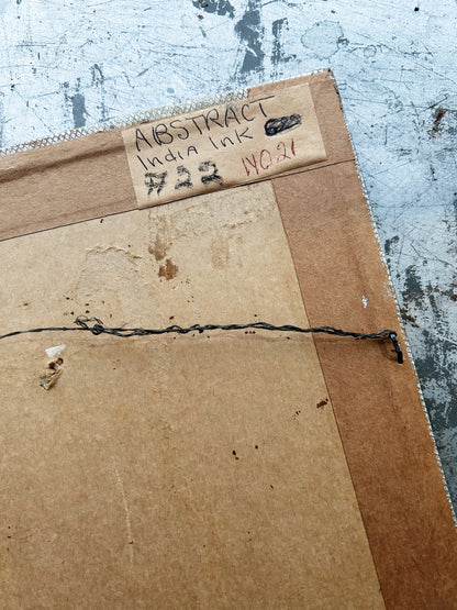 Vintage Framed Abstract India Ink