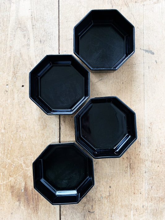 MCM French Arcoroc Octime Black Glass Bowls