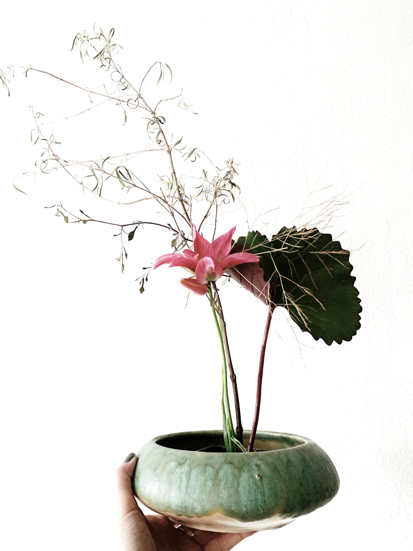 Vintage Ceramic Ikebana Style Shallow Vessel