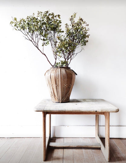 Large Vintage Palm Leaf Basket