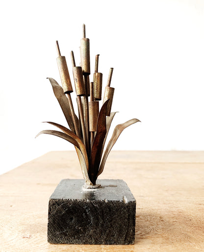 Vintage Brass Cattail Sculpture