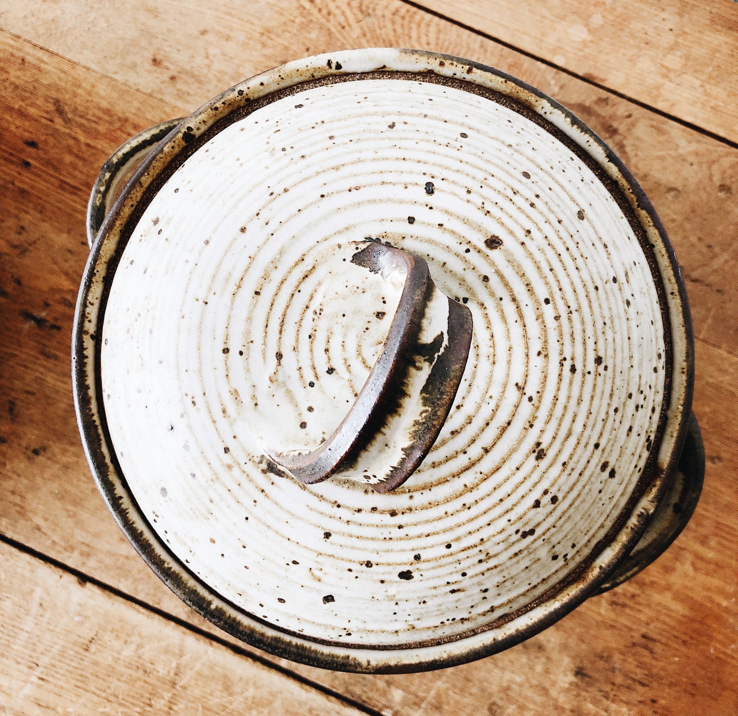 Vintage Lidded Stoneware Crock