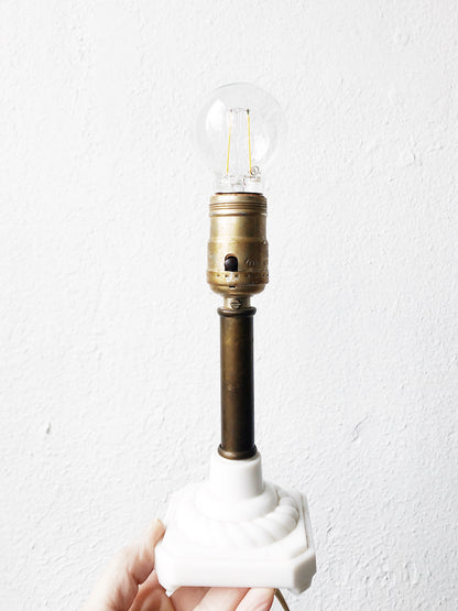 Vintage Milk Glass and Brass Lamp