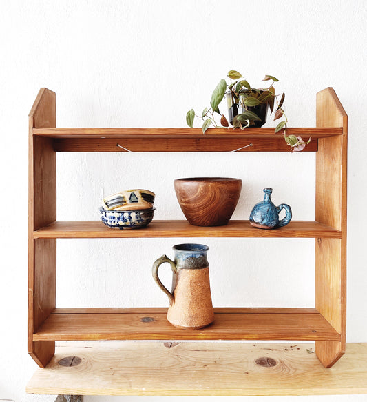 Large Vintage Wood Wall Shelf