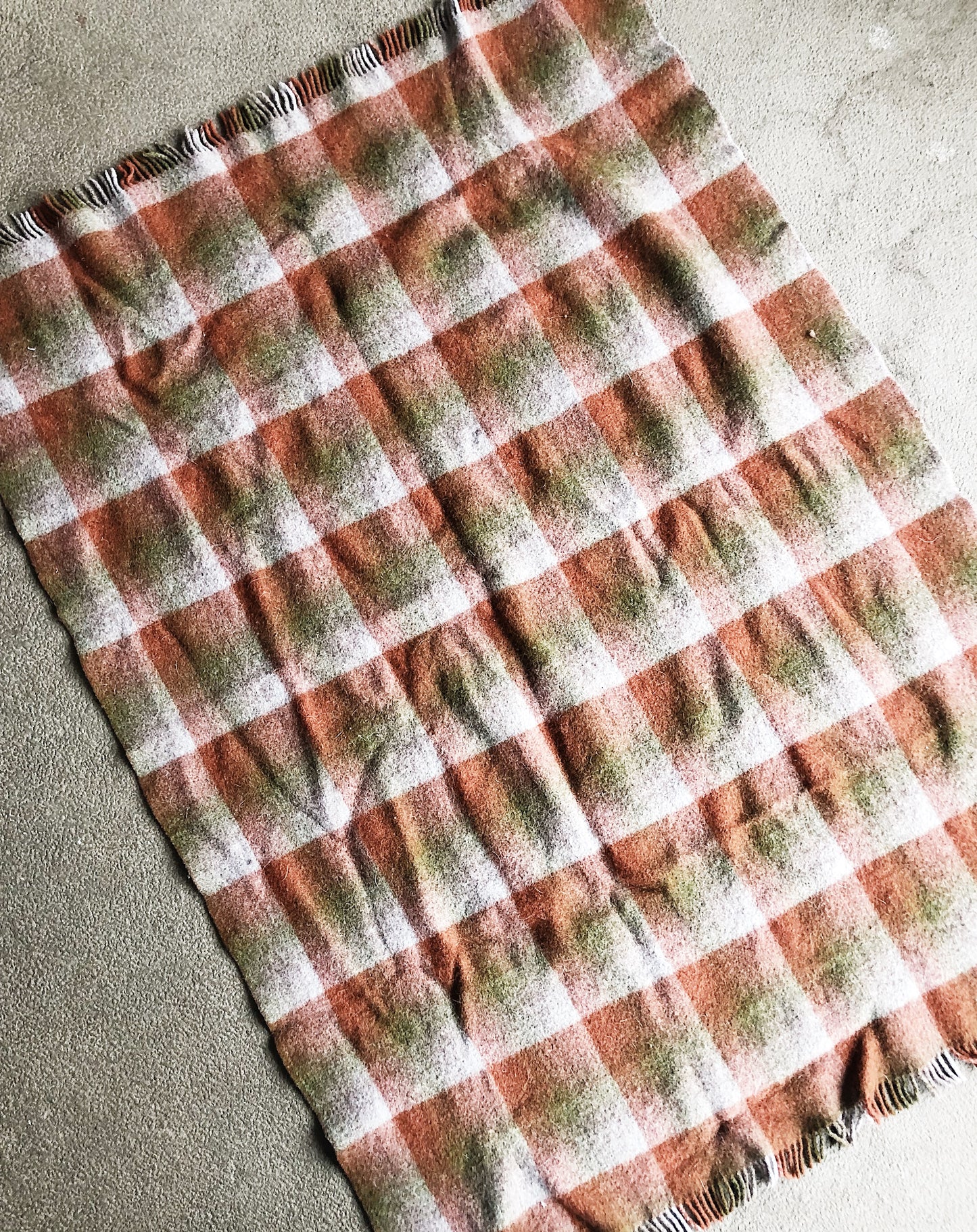 Vintage Kiwi Felted Wool Blanket or Rug