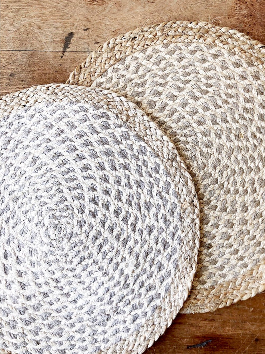 Pair of Round Woven Jute Mats