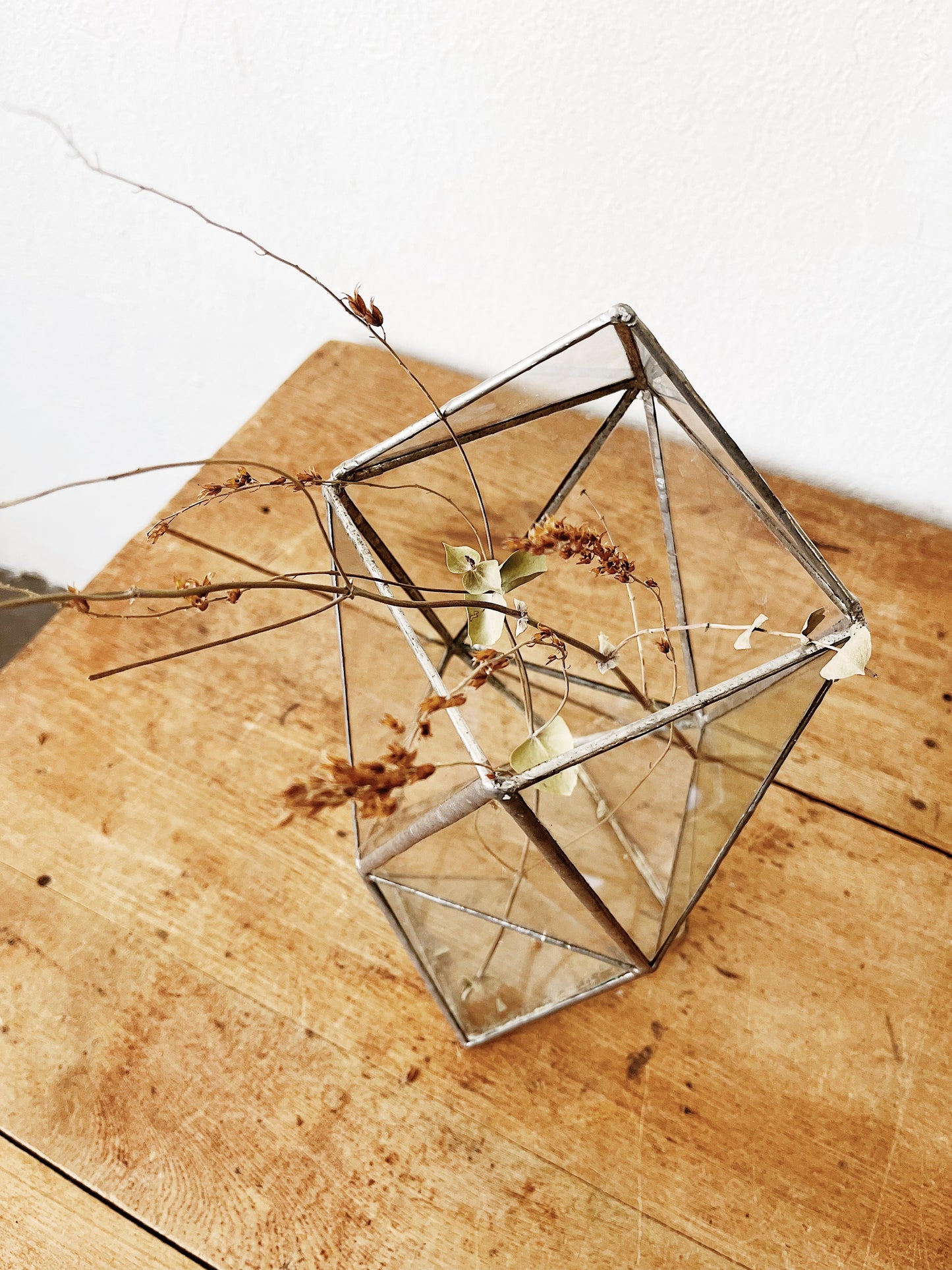 Vintage Leaded Glass Display Case