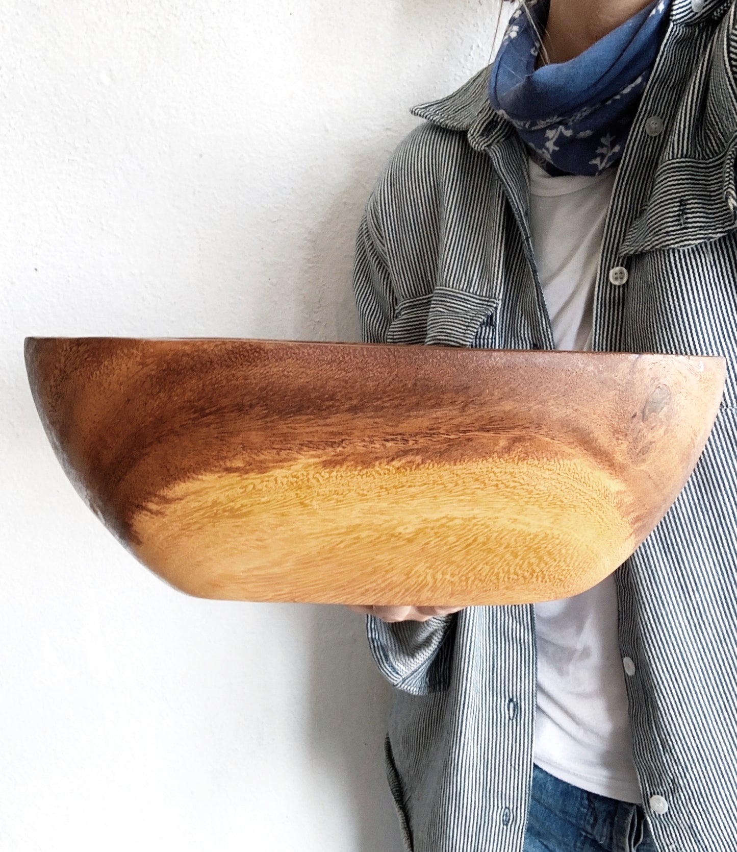 Vintage Square Wood Salad Bowl