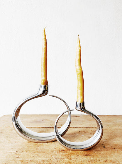 Pair Vintage Nambé Candle Holders