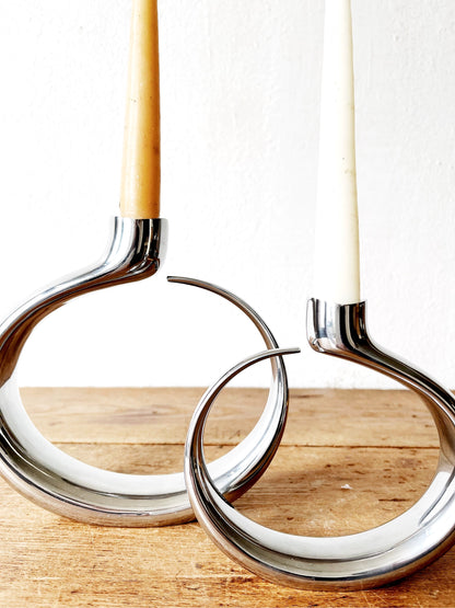 Pair Vintage Nambé Candle Holders