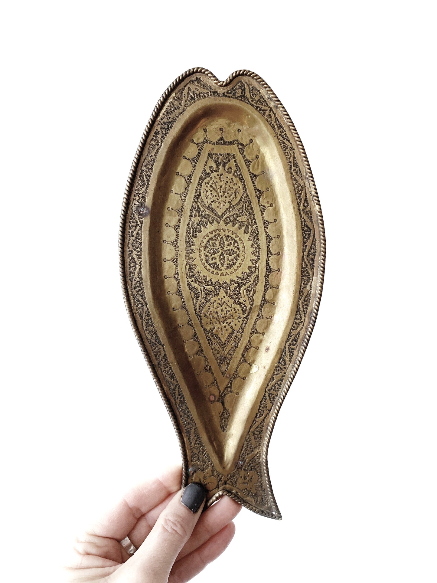 Vintage Etched Brass Tray