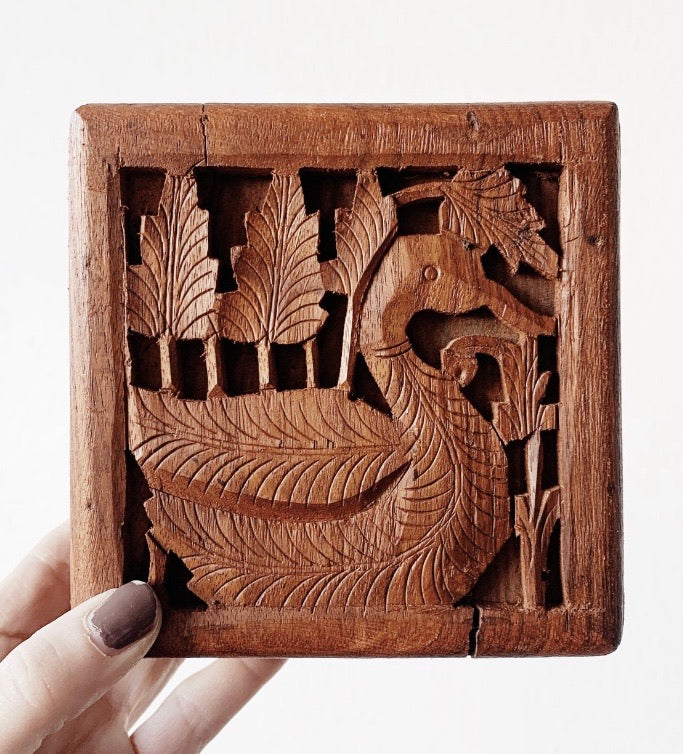Vintage Carved Wood Box