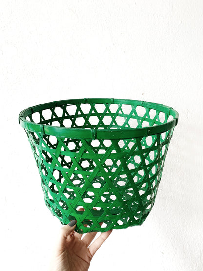 Vintage Open Weave Bamboo Basket