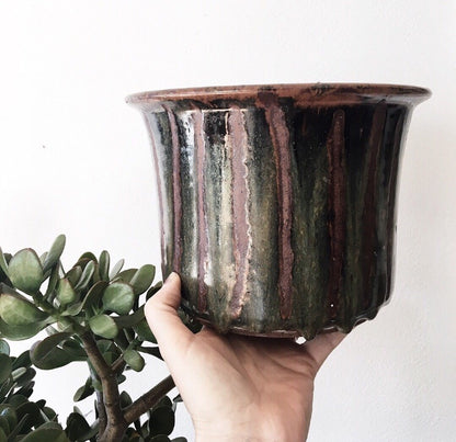Mid Century Ceramic Pot With Macrame