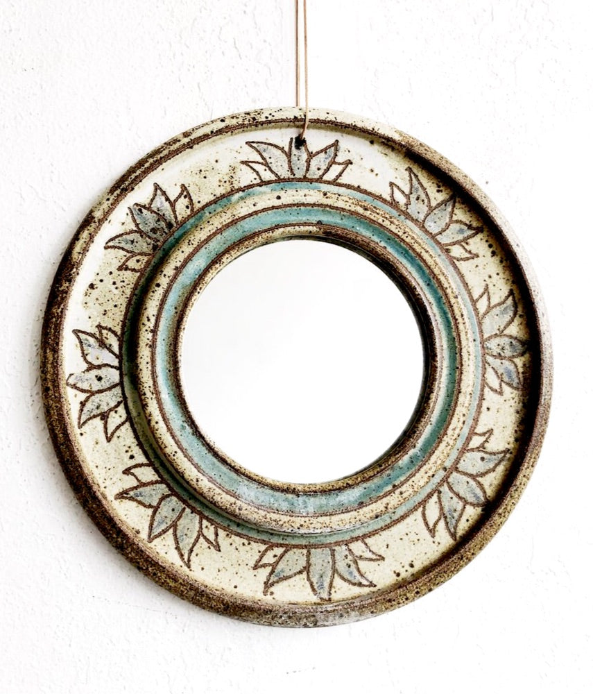 Vintage Round Ceramic Mirror