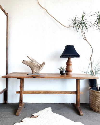 Vintage Handmade Alder Wood Trestle Table