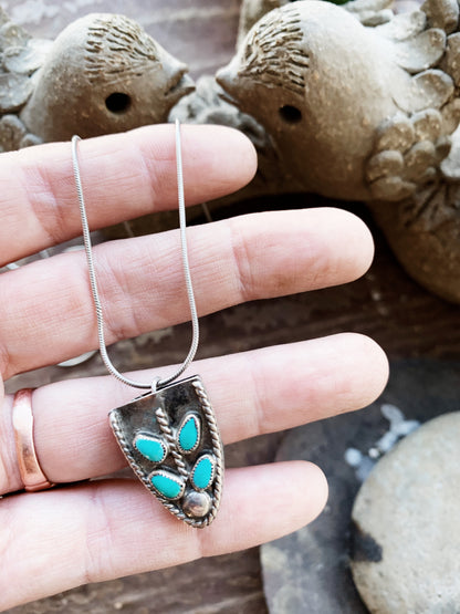 Vintage Turquoise Pendant with Chain