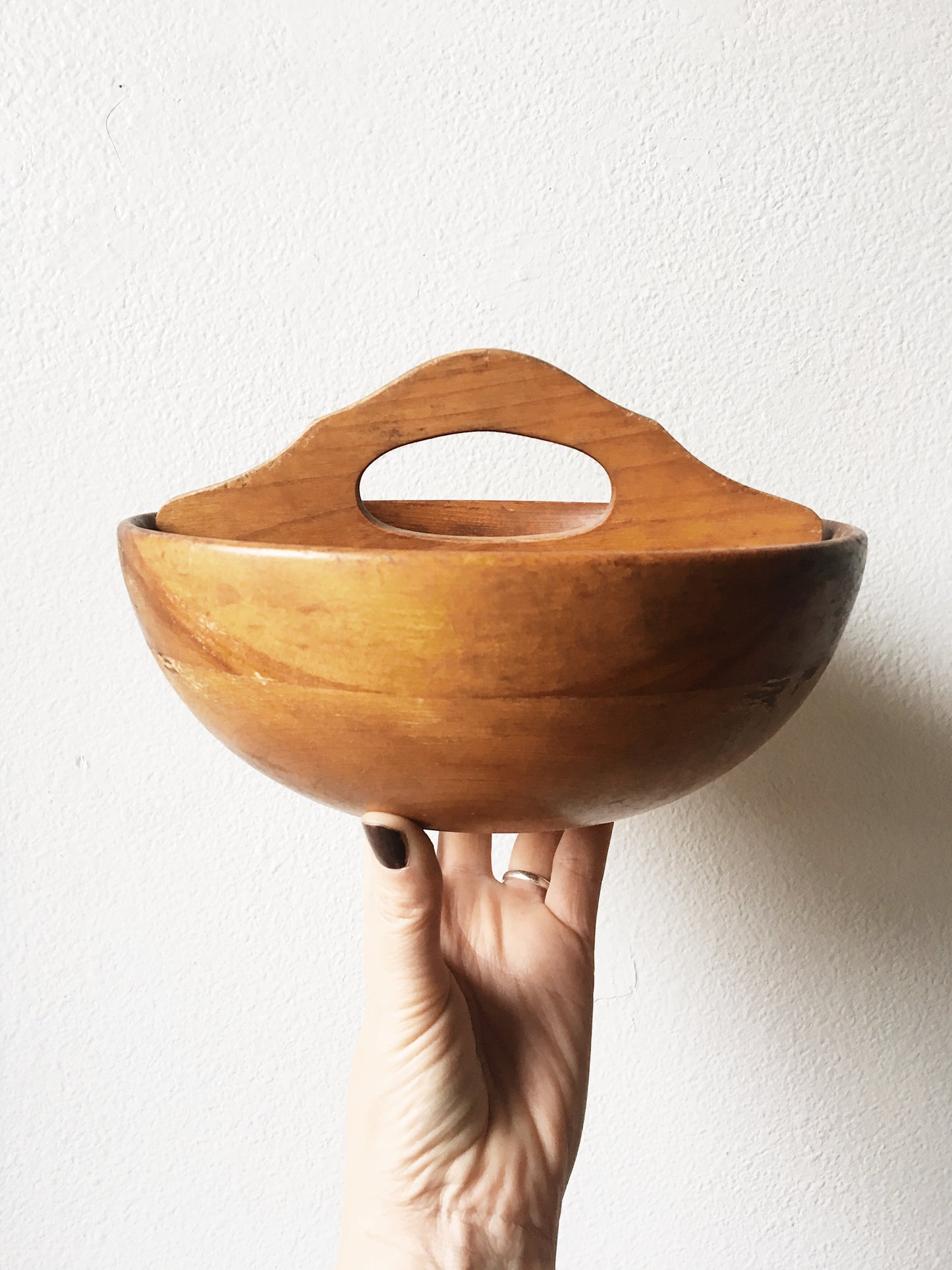 Vintage Handled Wood Bowl