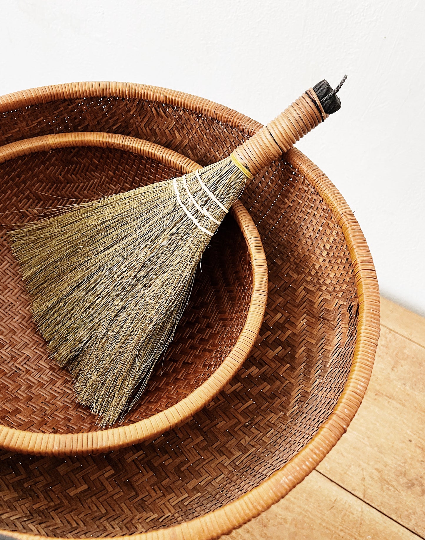 Vintage Nesting Baskets and Broom
