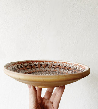 Vintage Painted Clay Folkloric Dish
