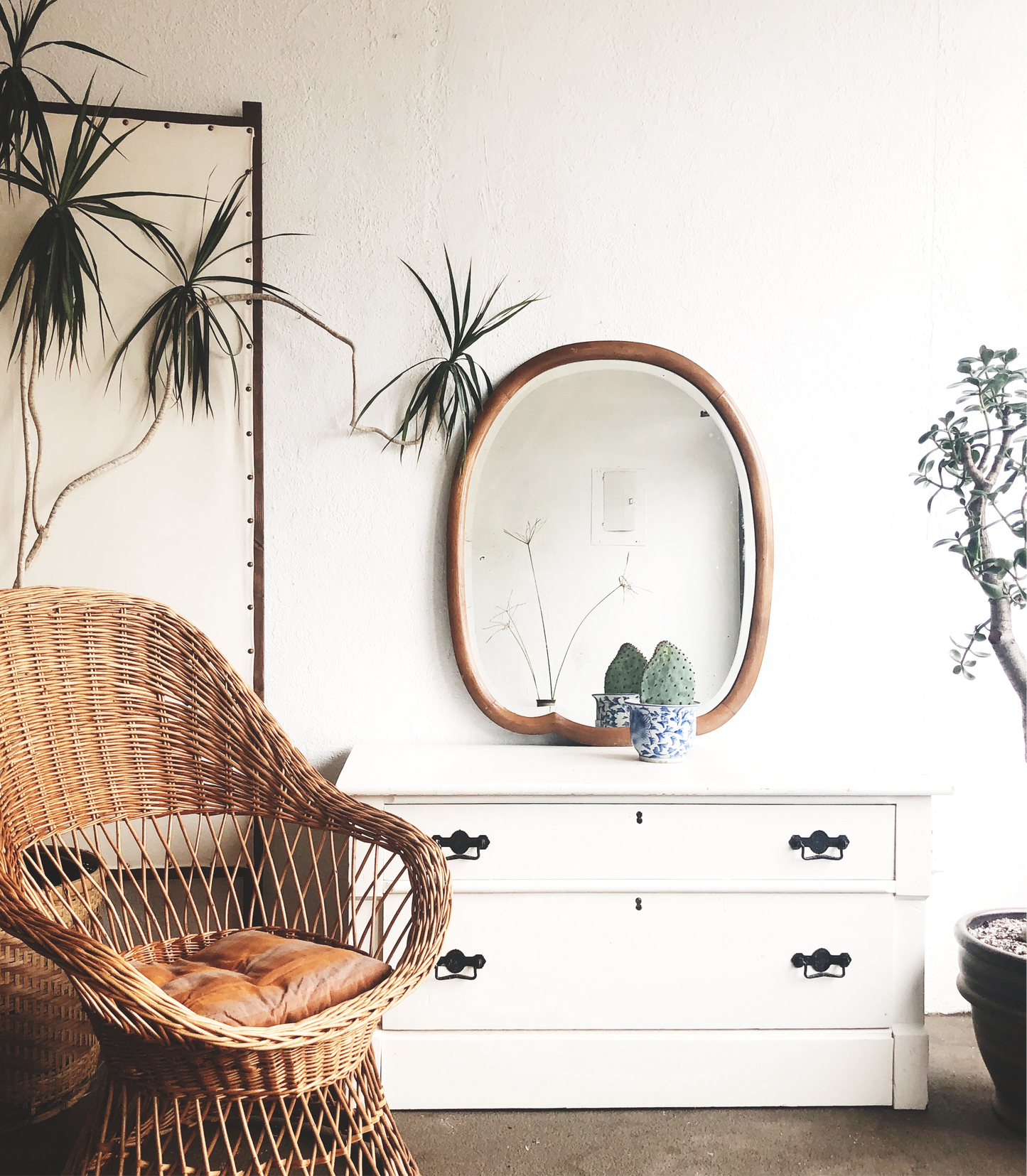 Antique Low White Dresser