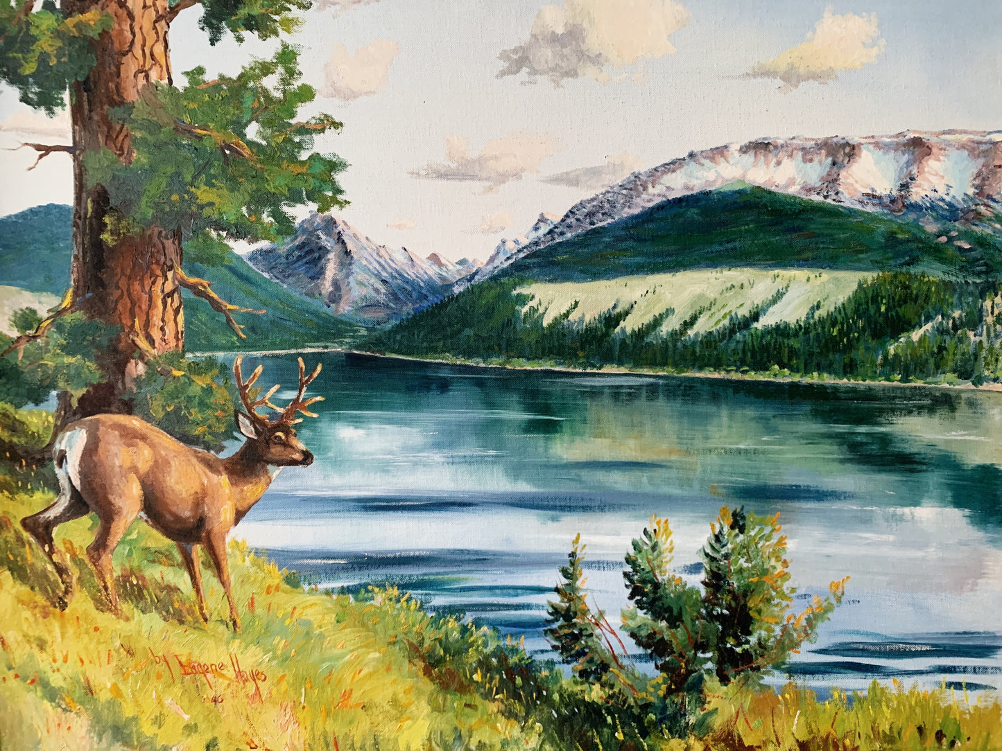 Large Vintage Framed Landscape Painting