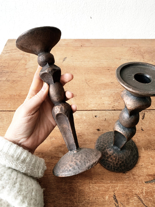 Weighty Brutalist Style Candle Holders