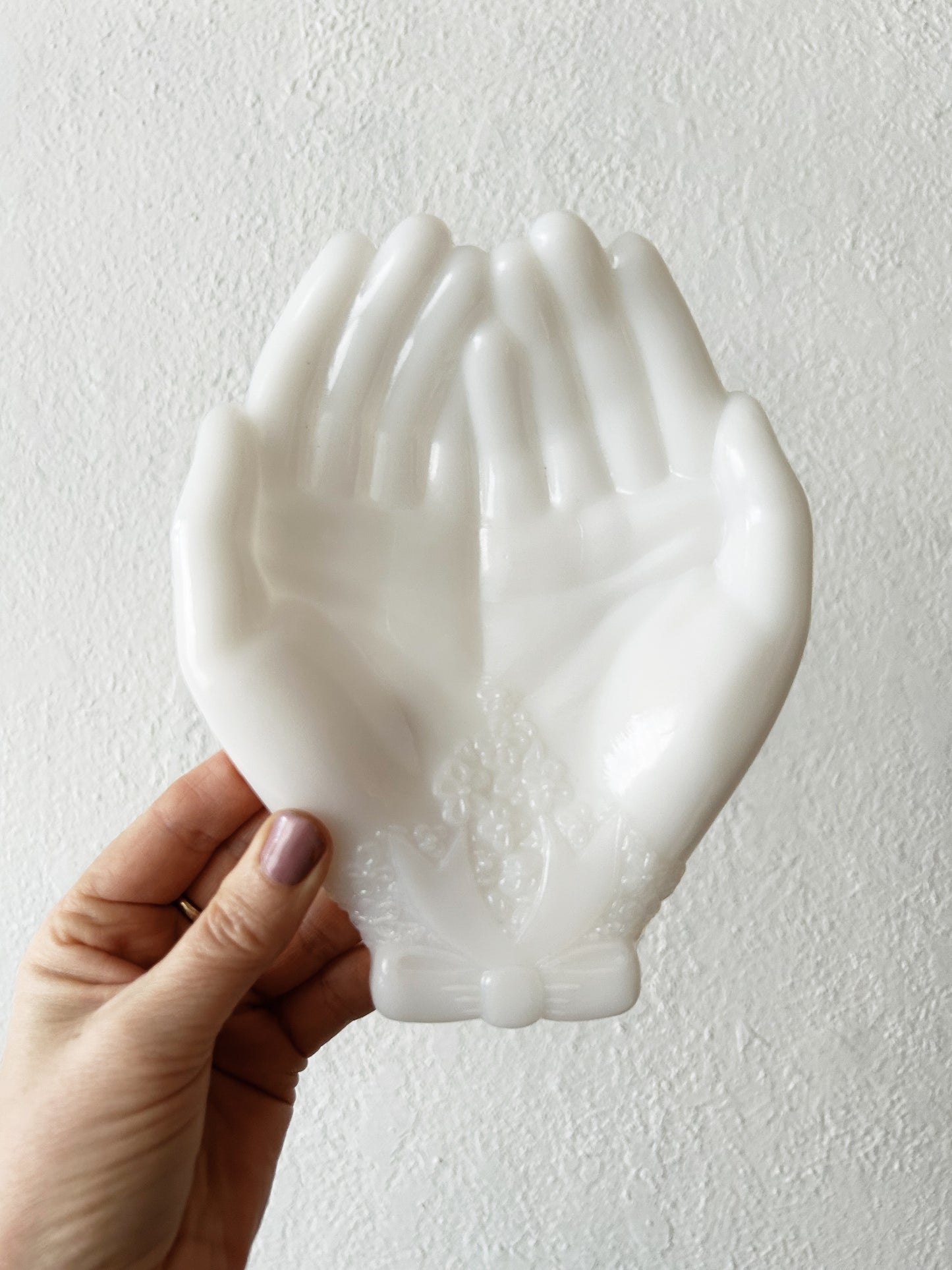 Vintage Milk Glass Hands Dish