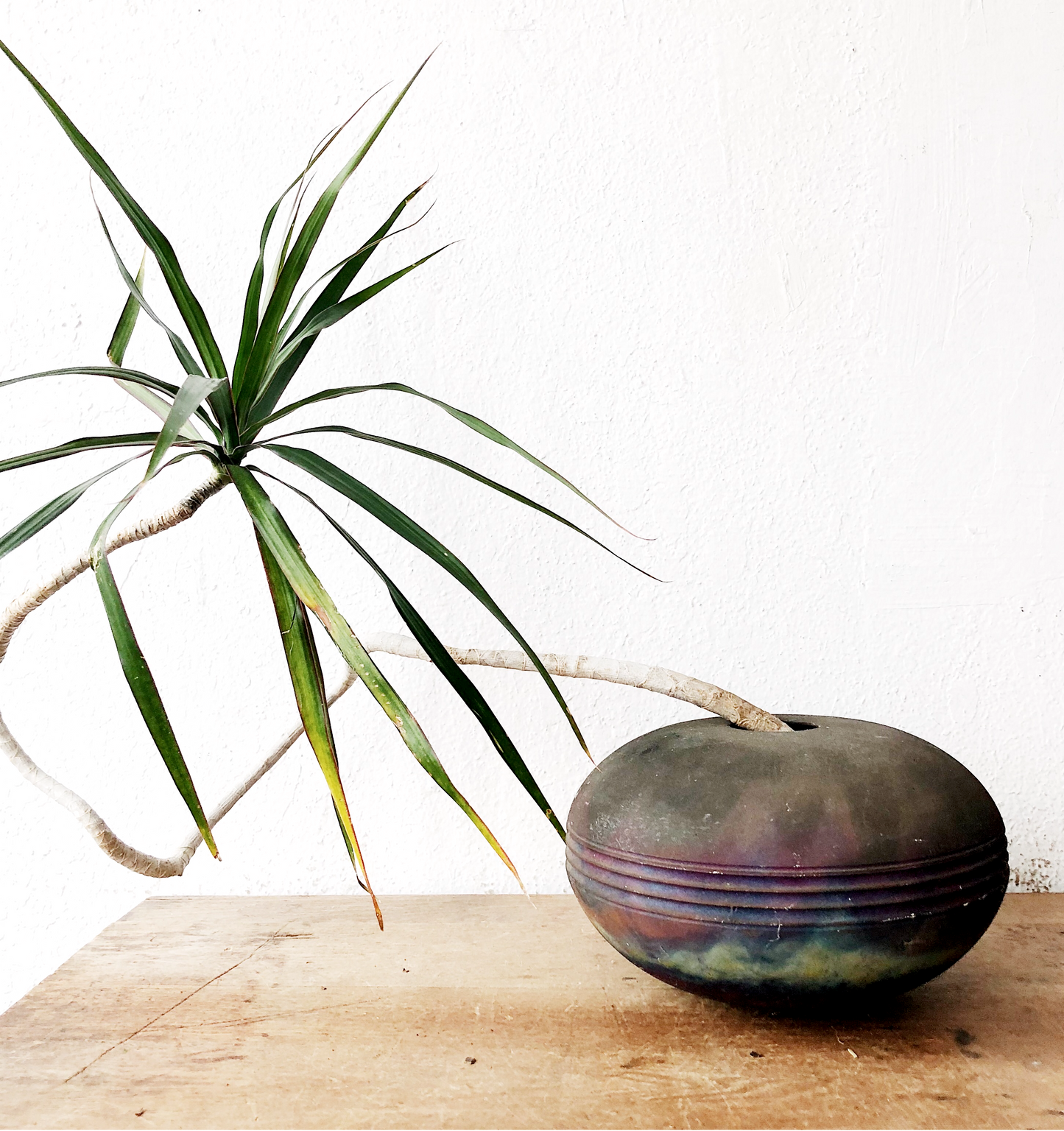 Handmade Raku Saucer Vase