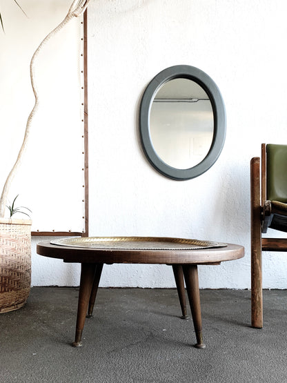 Vintage Handmade Table With Incised Brass Tray