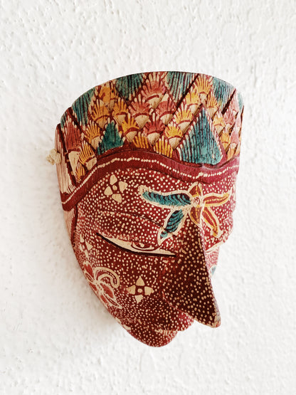 Vintage Hand Painted Carved Wood Mask