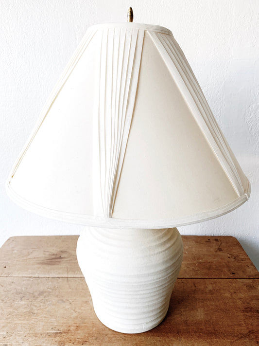 Vintage Ceramic Lamp with Pleated Shade