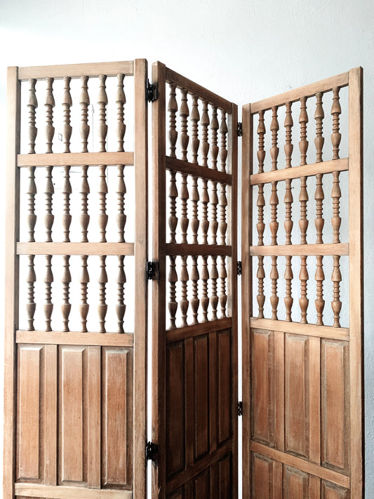Antique Wood Trifold Room Divider