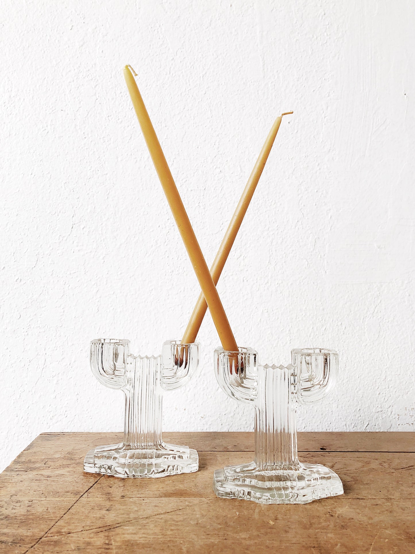 Vintage Cut Glass Cactus Candle Holder