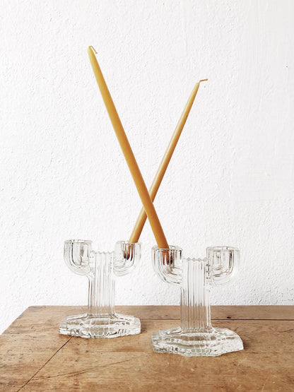 Vintage Cut Glass Cactus Candle Holder