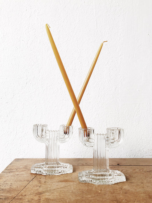 Vintage Cut Glass Cactus Candle Holder