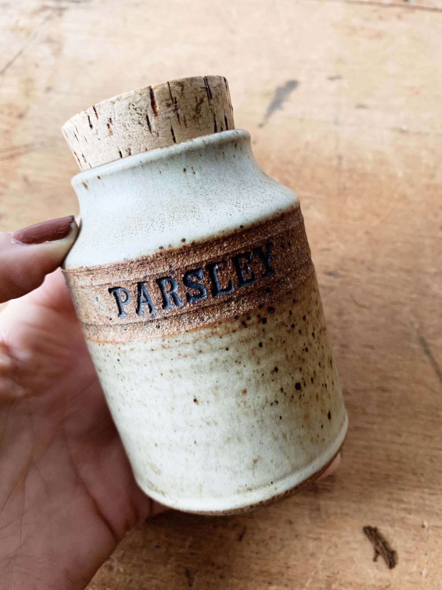 Vintage Stoneware Herb Jar