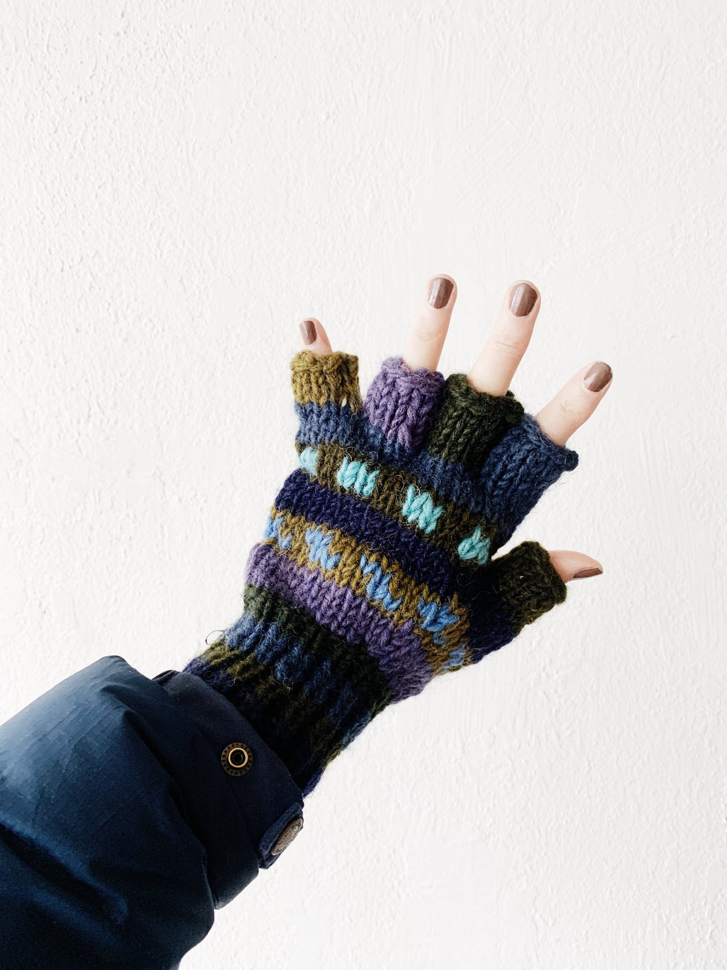 Vintage Suede or Fingerless Handknit Gloves