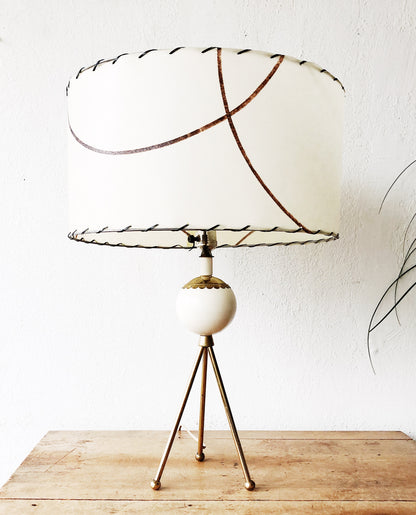 Mid Century Tripod Lamp Original Shade
